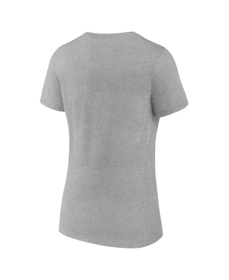 Fanatics Women's Heathered Gray Seattle Kraken Primary Logo Team V-Neck T-Shirt