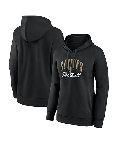 Fanatics Women's Black New Orleans Saints Team Logo Victory Script Pullover Hoodie