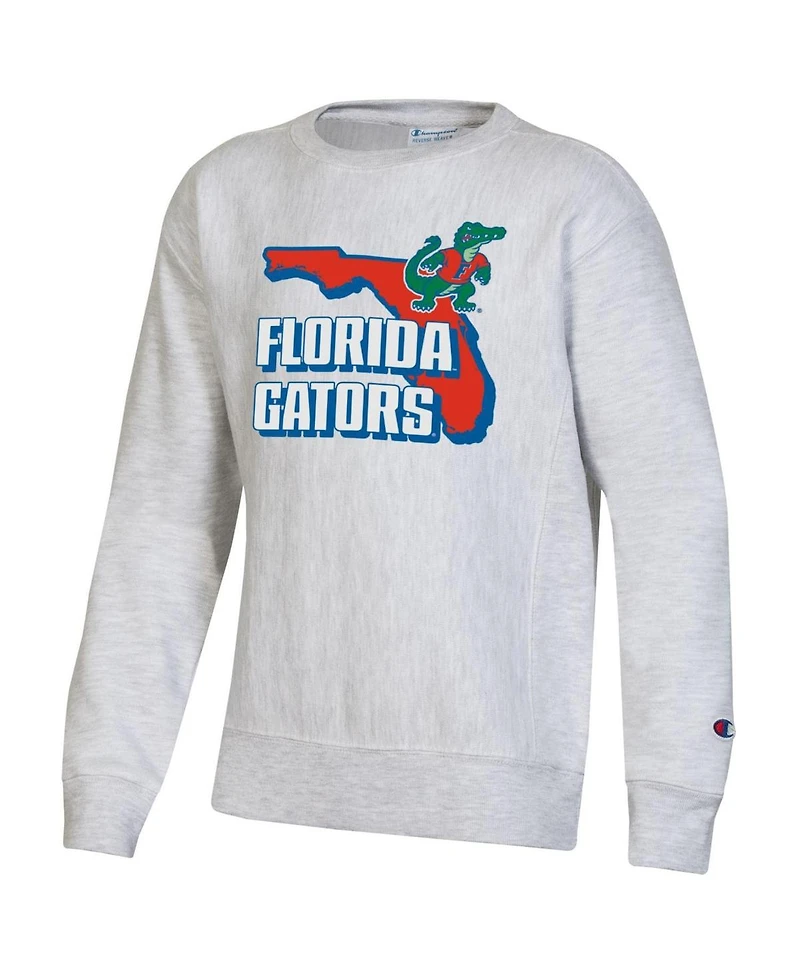 Champion Big Boys and Girls Heather Gray Florida Gators Reverse Weave Pullover Sweatshirt