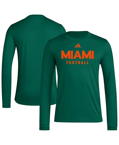 Adidas Men's Green Miami Hurricanes Locker Practice Football Pre-Game Long Sleeve T-Shirt