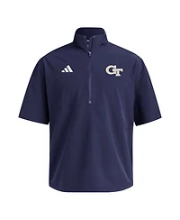 Adidas Men's Navy Georgia Tech Yellow Jackets Woven Quarter-Zip Short Sleeve Pullover