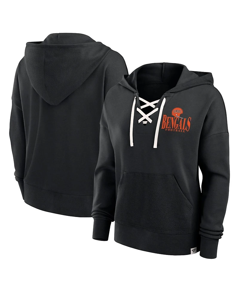 Fanatics Women's Black Cincinnati Bengals Blitz Left Lace-Up Pullover Hoodie