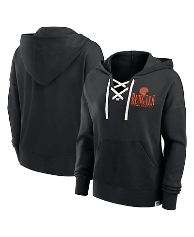 Fanatics Women's Black Cincinnati Bengals Blitz Left Lace-Up Pullover Hoodie