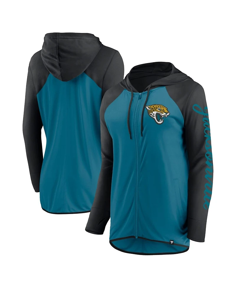 Fanatics Women's Teal/Black Jacksonville Jaguars Script Full-Zip Hoodie