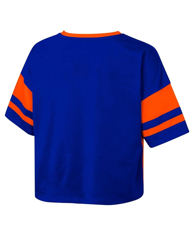 Outerstuff Big Girls Royal Florida Gators The Playmaker Sleeve Stripe V-Neck Jersey T-Shirt
