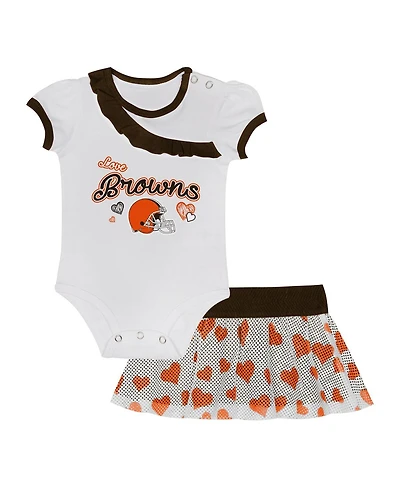 Outerstuff Baby Boys and Girls Cleveland Browns Love My Team Bodysuit Skirt Set