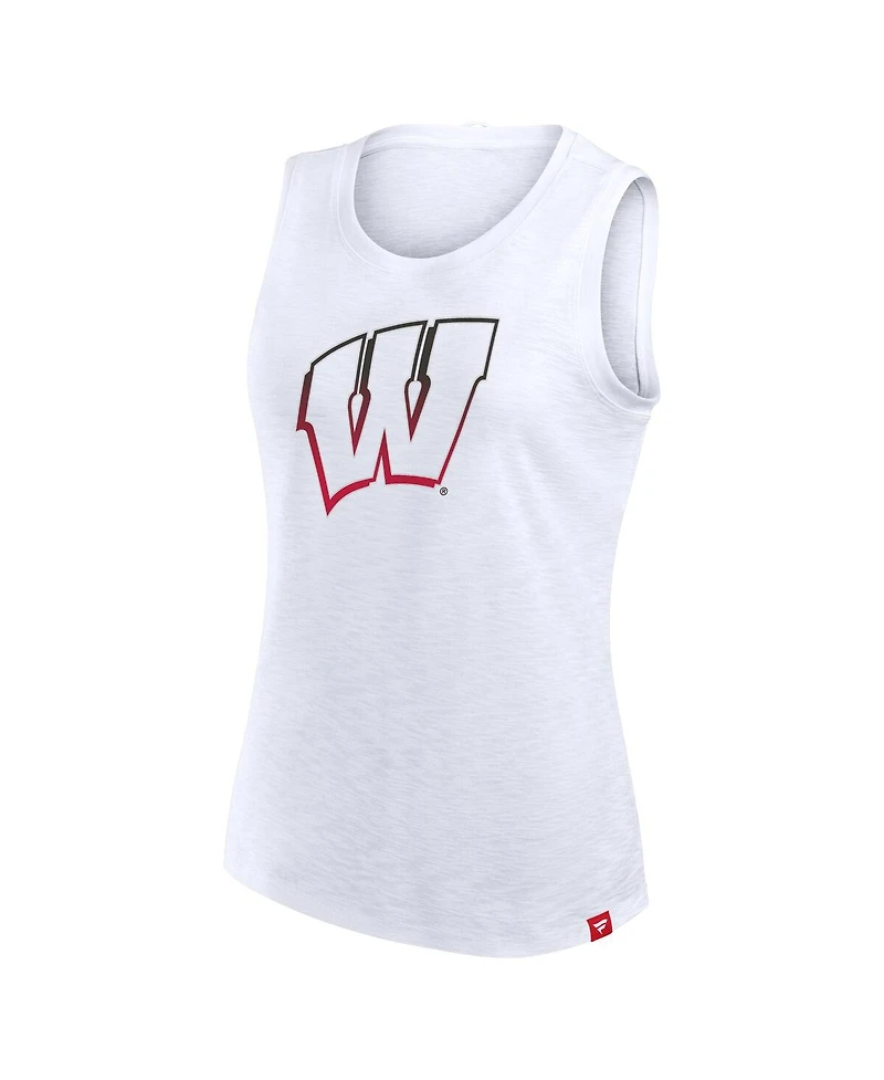 Fanatics Women's White Wisconsin Badgers Activate Slub Tank Top