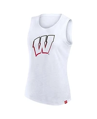 Fanatics Women's White Wisconsin Badgers Activate Slub Tank Top