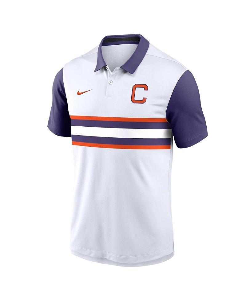 Nike Men's White/Purple Clemson Tigers Athletic Prep Alt Logo Vapor Performance Polo Shirt