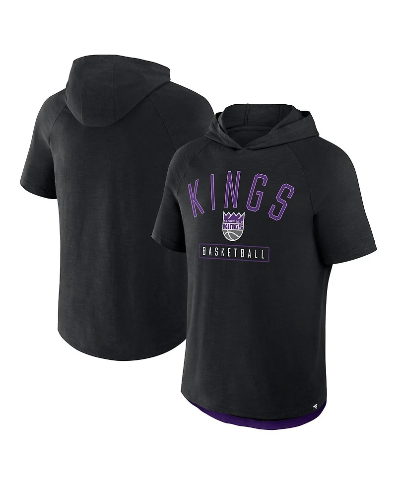 Fanatics Men's Black Sacramento Kings Pass Legend Raglan Hoodie T-Shirt