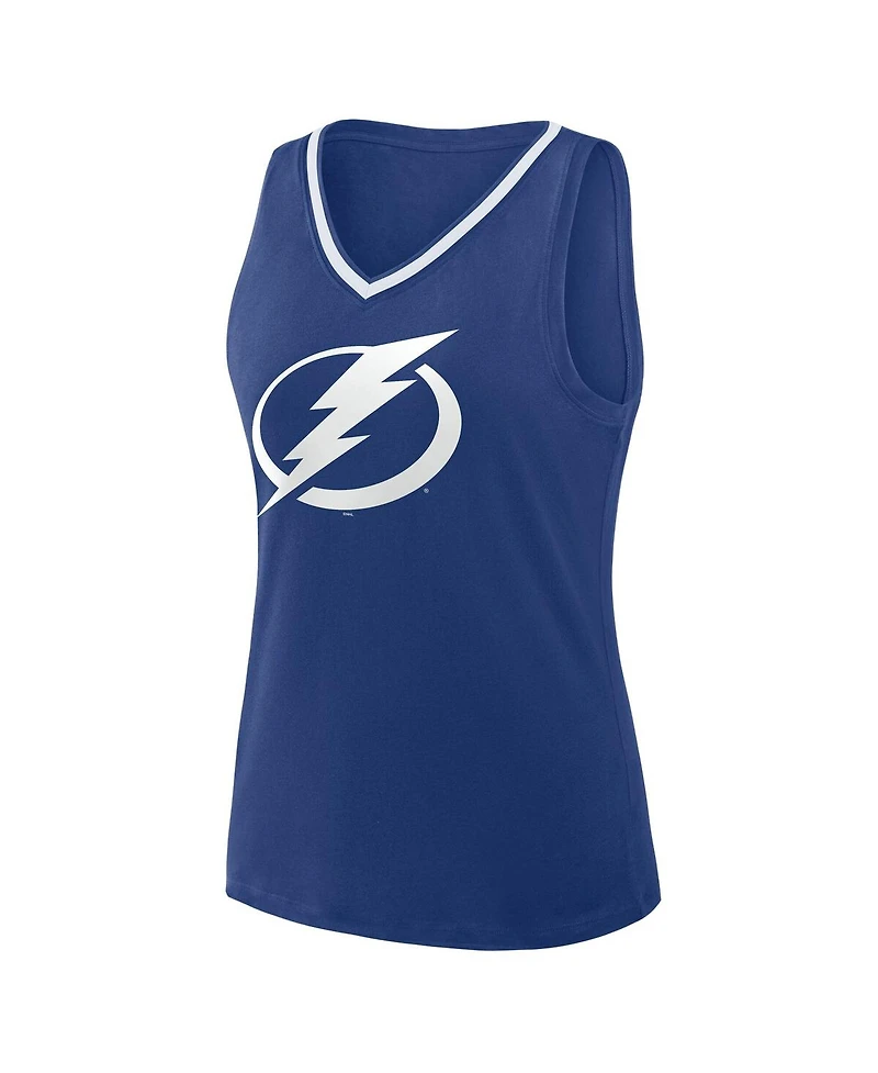 Logo Athletic Women's Blue Tampa Bay Lightning Stellar Win V-Neck Tank Top