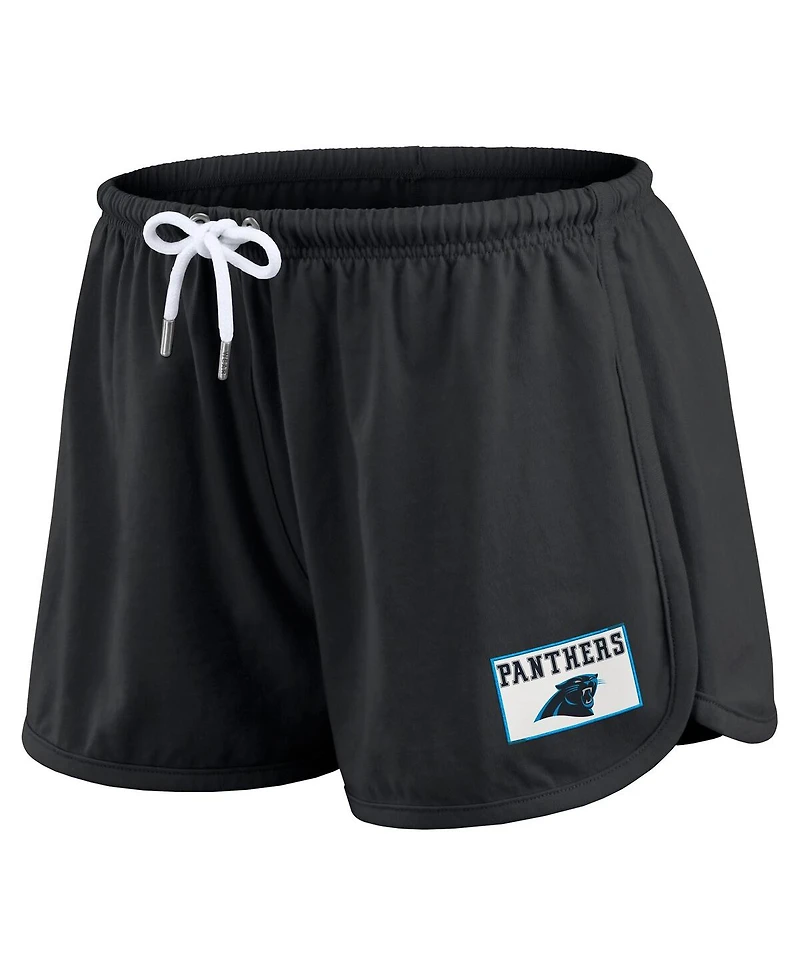 Wear by Erin Andrews Women's 2-Piece Black Carolina Panthers Heavy Rugby Jersey Long Sleeve T-Shirt and Shorts Lounge Set
