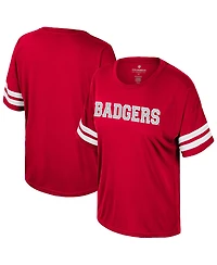 Colosseum Women's Red Wisconsin Badgers Treasure Oversized Sequin T-Shirt