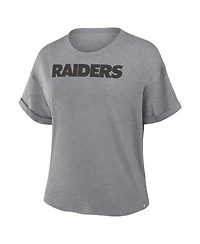 Fanatics Women's Heather Gray Las Vegas Raiders Swing Pass Tri-Blend Boxy T-Shirt