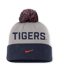 Nike Men's Gray/Navy Auburn Tigers Primetime Peak Cuffed Pom with Knit Hat