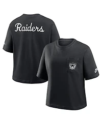 Nike Women's Black Las Vegas Raiders Rewind Pocket Boxy T-Shirt