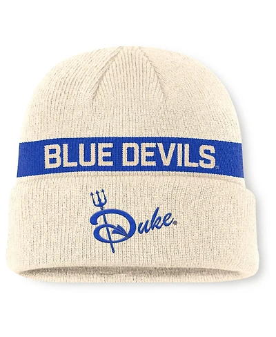 Nike Men's Natural Duke Blue Devils Peak Primetime Utility Cuffed Knit Hat