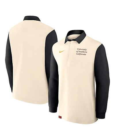 Nike Men's Tan/Black Usc Trojans Rugby Long Sleeve Shirt