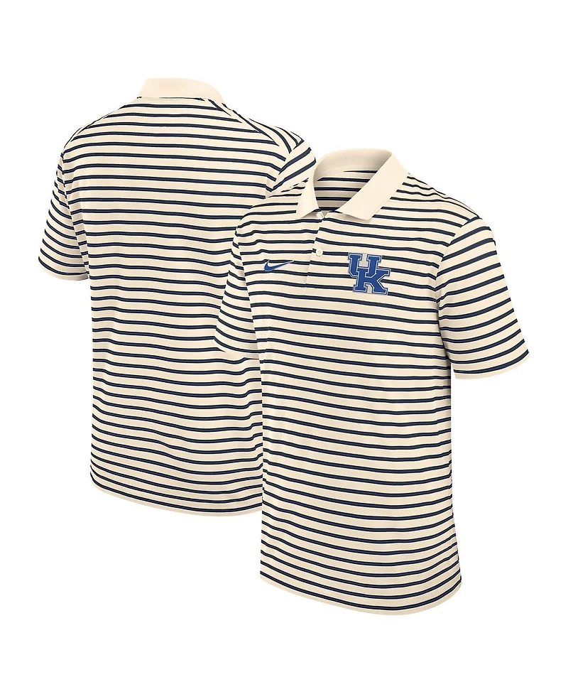 Nike Men's Cream Kentucky Wildcats Solid Foundation Striped Performance Polo Shirt