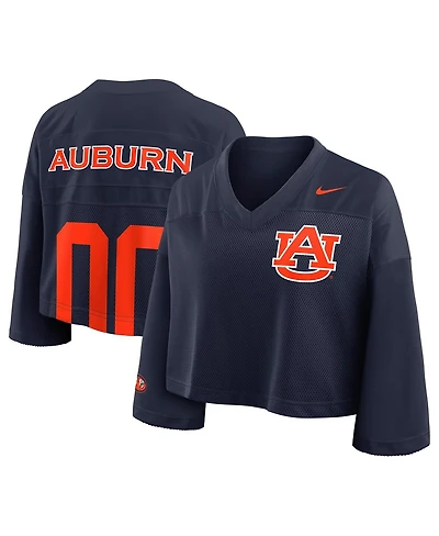 Nike Women's Navy Auburn Tigers Cropped Mesh Fashion Jersey