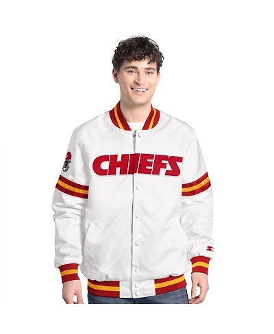 Starter Men's White Kansas City Chiefs Scout Full-Snap Varsity Jacket