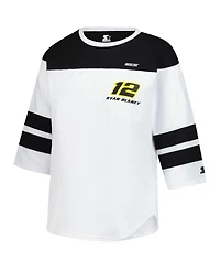 Starter Women's White Ryan Blaney Grand Slam 3/4-Sleeve T-Shirt