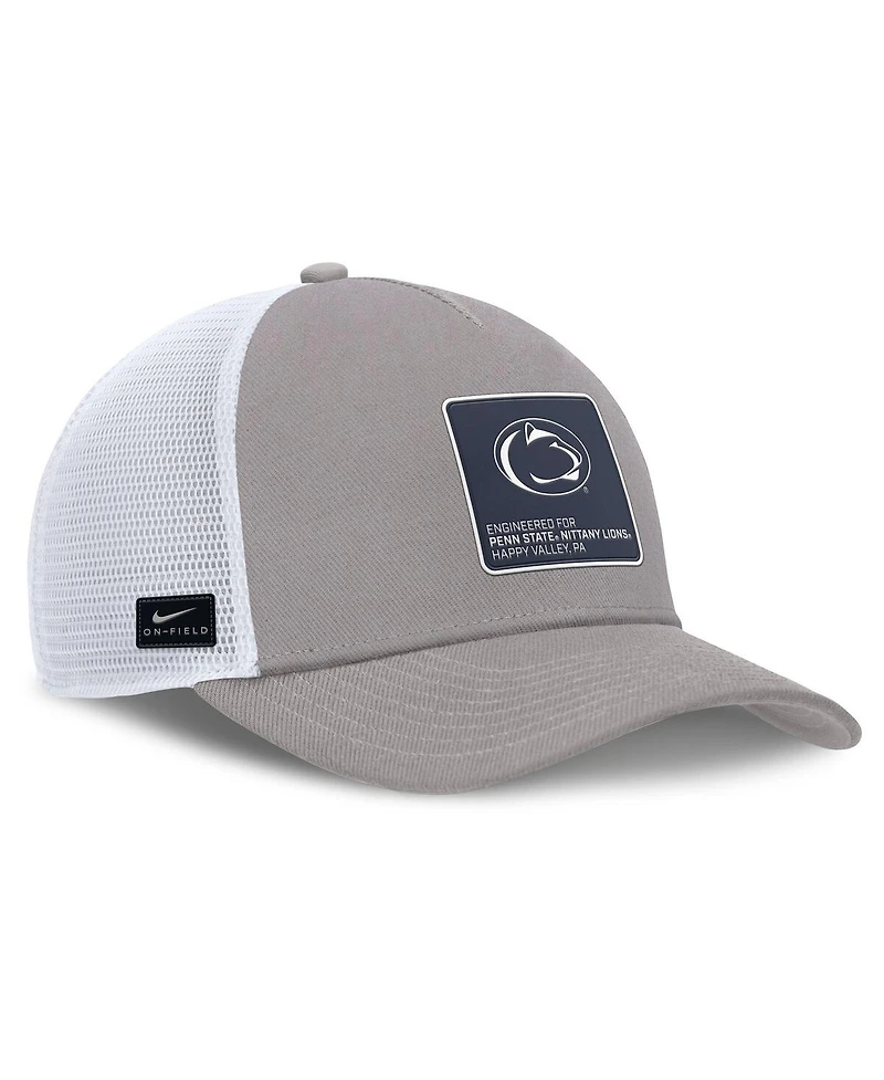 Nike Men's Gray/White Penn State Nittany Lions 2025 On-Field Rise Engineered Trucker Adjustable Hat