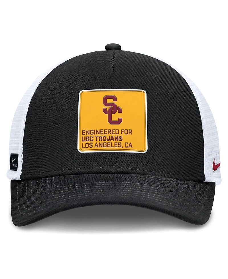 Nike Men's Black/White Usc Trojans 2025 On-Field Rise Engineered Trucker Adjustable Hat