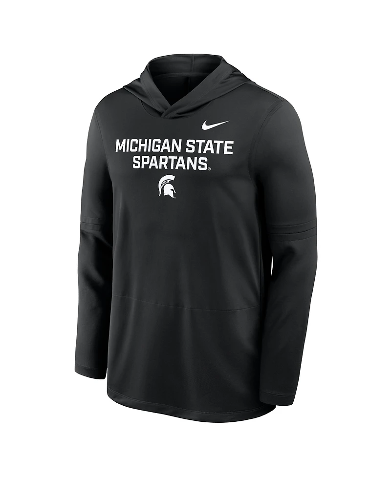 Nike Men's Black Michigan State Spartans 2025 Sideline Performance Long Sleeve Hoodie T-Shirt
