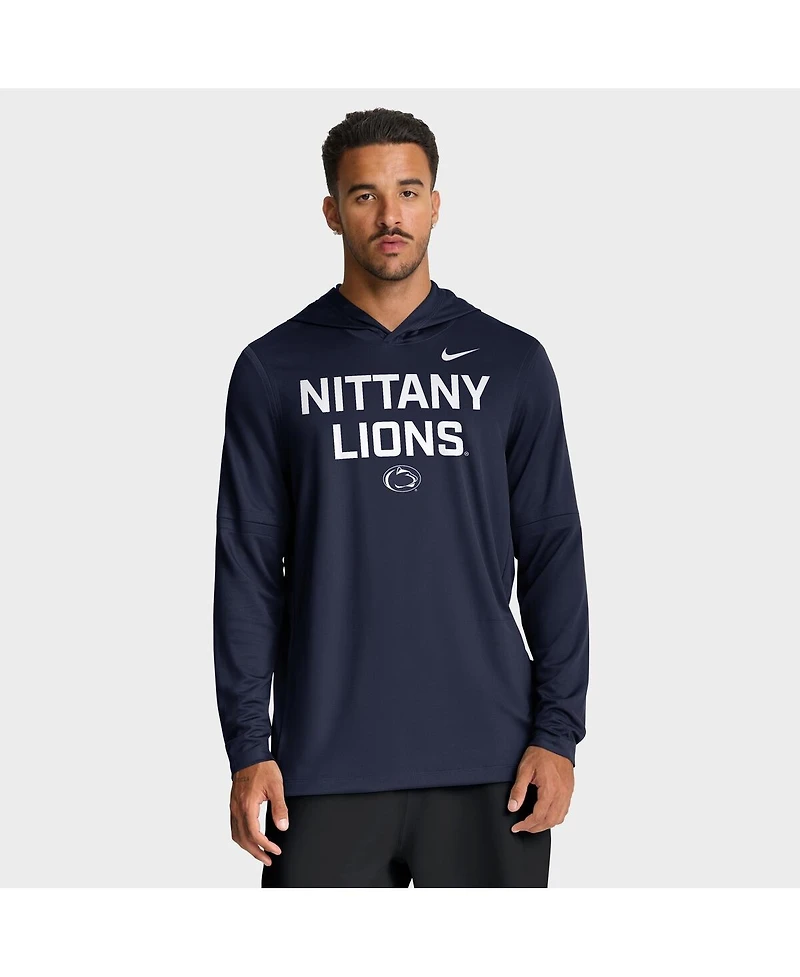 Nike Men's Navy Penn State Nittany Lions 2025 Sideline Performance Long Sleeve Hoodie T-Shirt