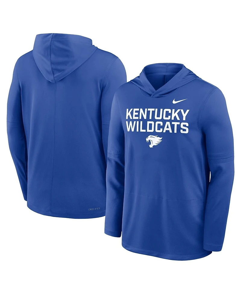 Nike Men's Royal Kentucky Wildcats 2025 Sideline Performance Long Sleeve Hoodie T-Shirt