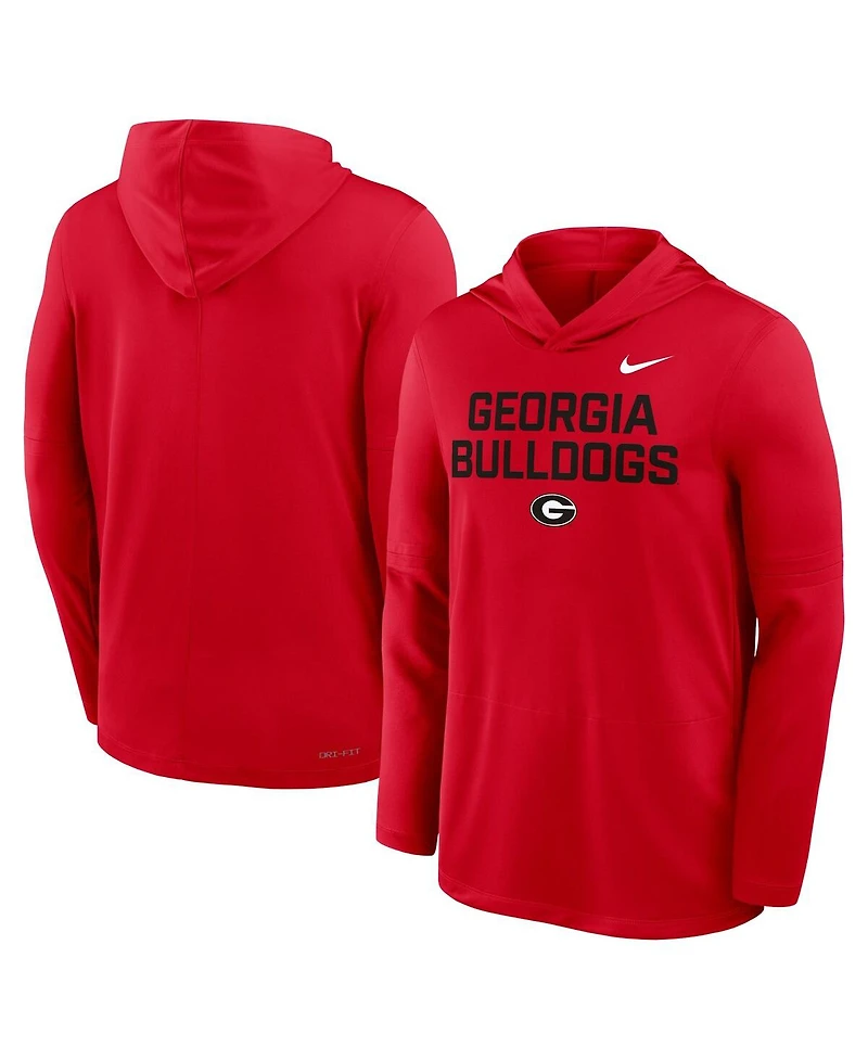 Nike Men's Red Georgia Bulldogs 2025 Sideline Performance Long Sleeve Hoodie T-Shirt