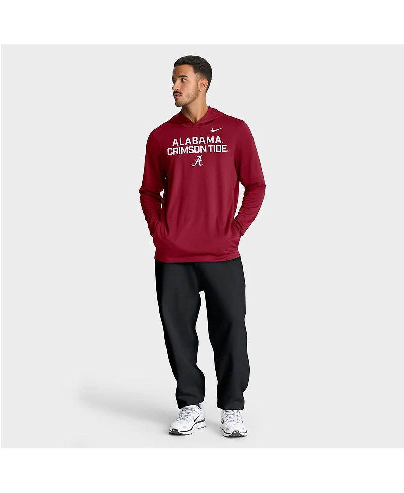 Nike Men's Crimson Alabama Tide 2025 Sideline Performance Long Sleeve Hoodie T-Shirt