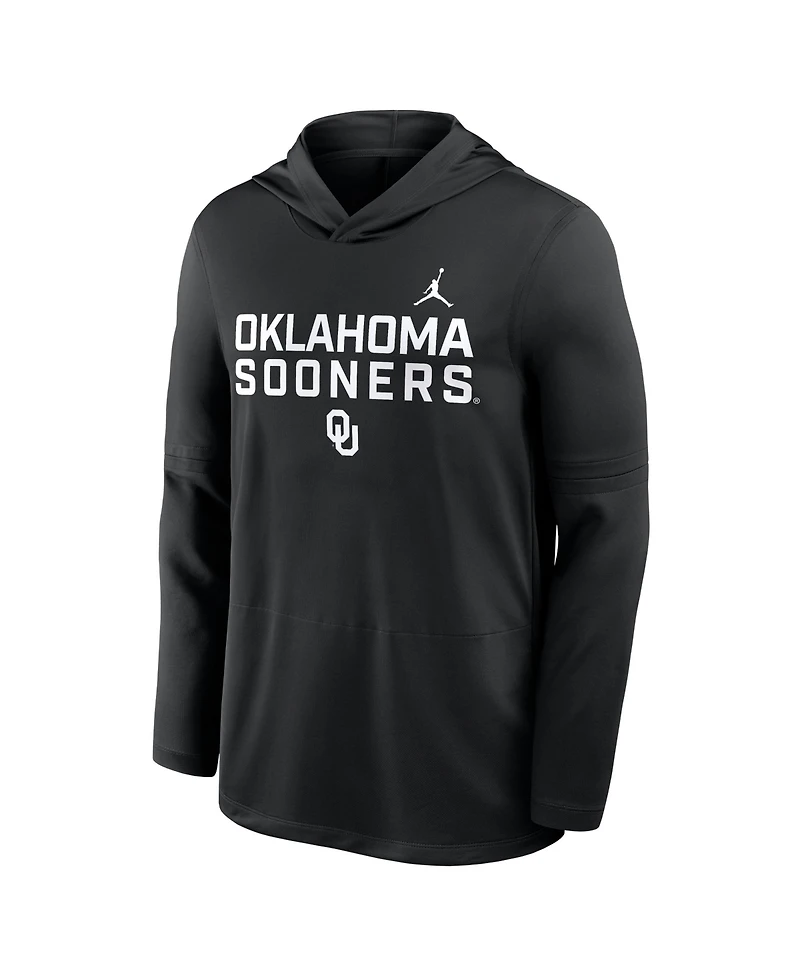 Jordan Men's Black Oklahoma Sooners 2025 Sideline Performance Long Sleeve Hoodie T-Shirt