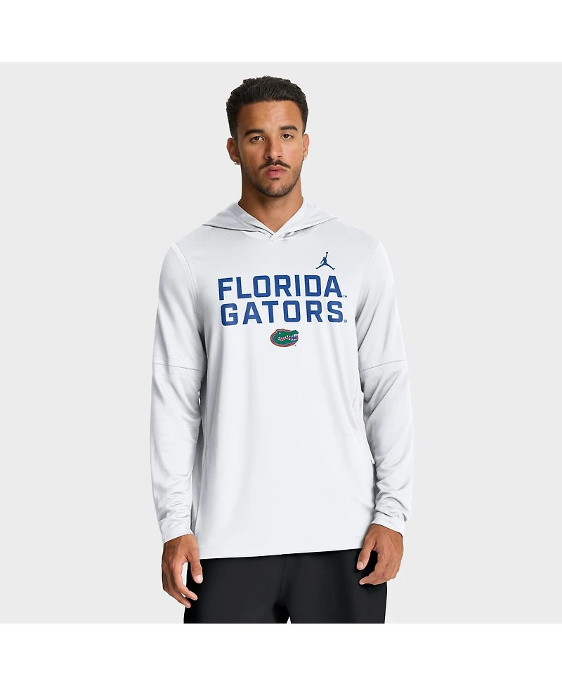 Jordan Men's White Florida Gators 2025 Sideline Performance Long Sleeve Hoodie T-Shirt