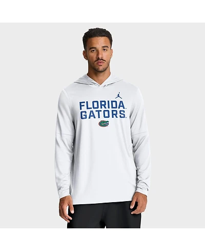 Jordan Men's White Florida Gators 2025 Sideline Performance Long Sleeve Hoodie T-Shirt