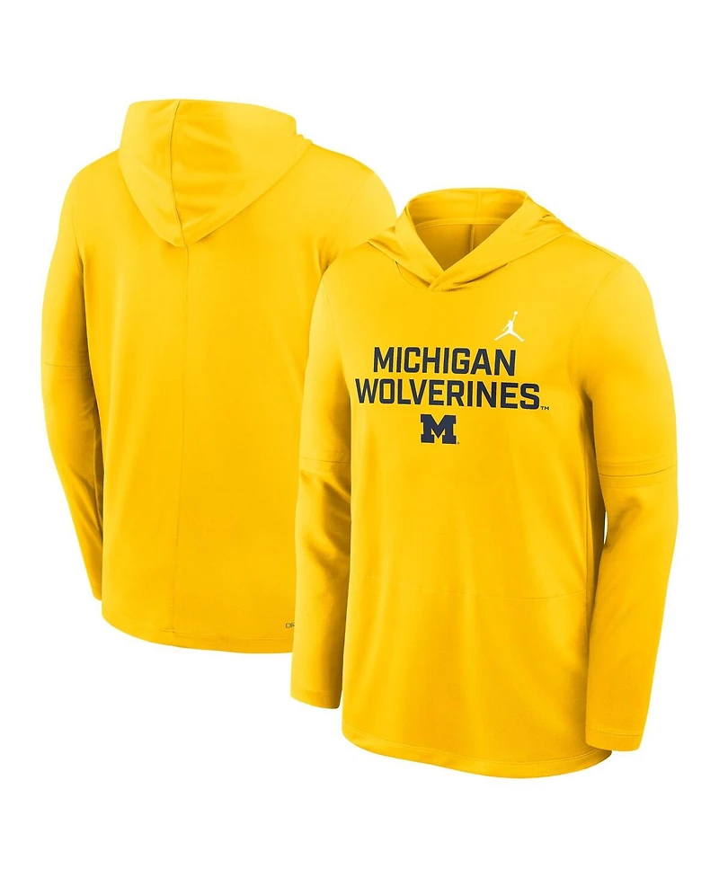 Jordan Men's Maize Michigan Wolverines 2025 Sideline Performance Long Sleeve Hoodie T-Shirt