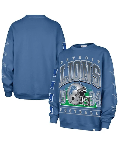 '47 Brand Women's Blue Detroit Lions Go Big Oversized Pullover Sweatshirt