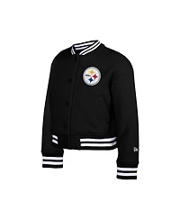 New Era Big Boys and Girls Black Pittsburgh Steelers Chenille Applique Fleece Full-Snap Jacket
