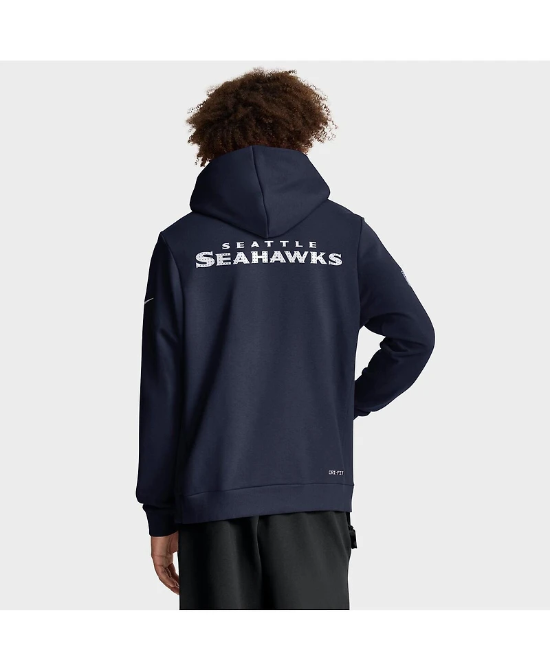 Nike Men's College Navy Seattle Seahawks Sideline Standard Issue Initial Home Dri-fit Hoodie