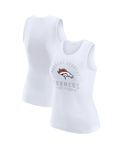 Wear by Erin Andrews Women's White Denver Broncos Ribbed Graphic Tank Top