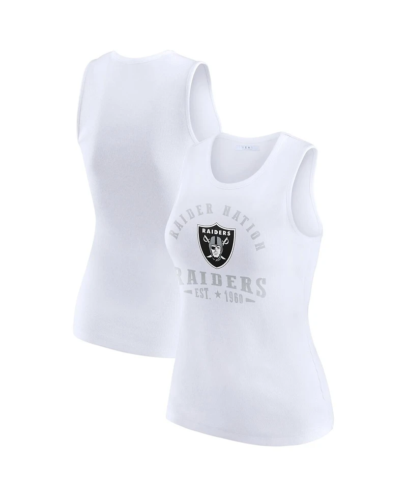 Wear by Erin Andrews Women's White Las Vegas Raiders Ribbed Graphic Tank Top