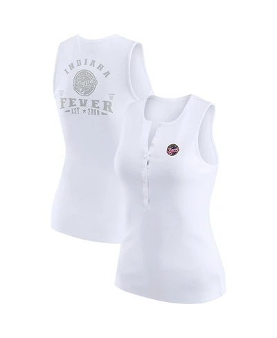 Wear by Erin Andrews Women's White Indiana Fever Rib-Knit Henley Tank Top