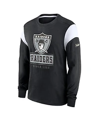 Nike Men's Heather Black Oakland Raiders Rewind Playback Helmet Long Sleeve T-Shirt