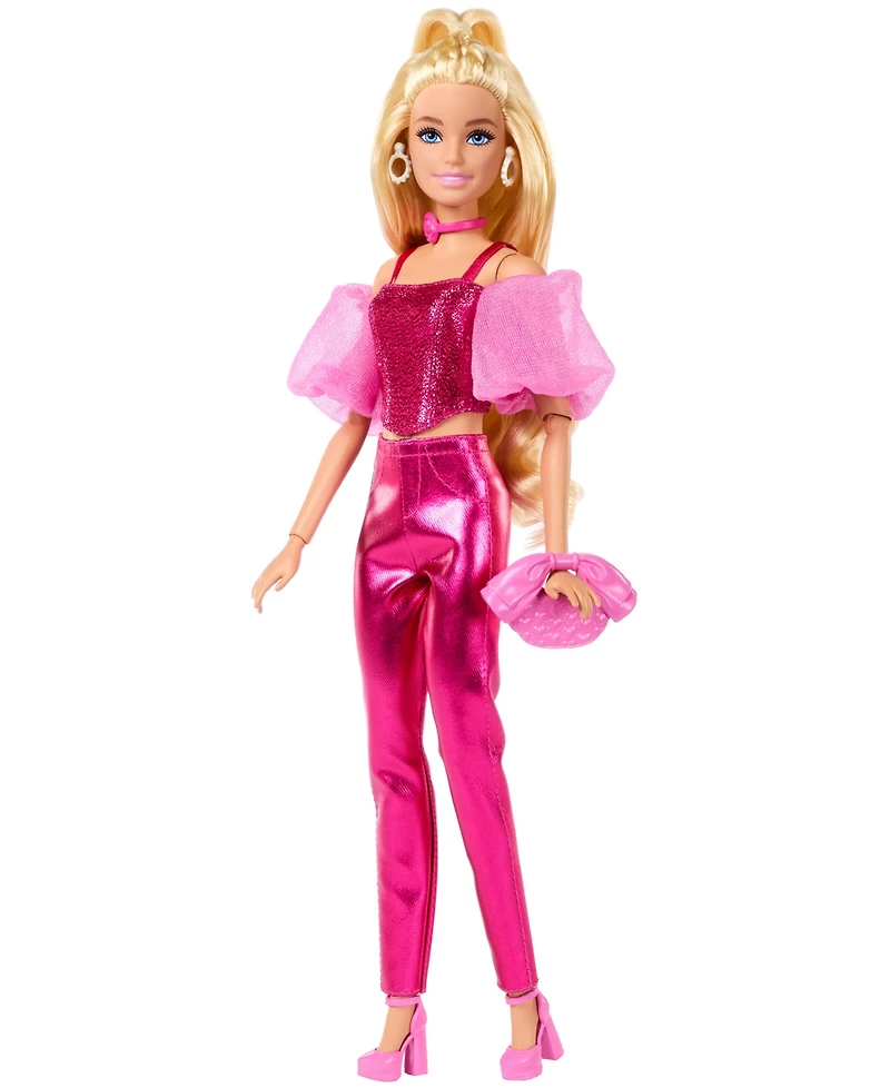Barbie Deluxe Style Fashion Doll 5 in Metallic Pink Outfit with Corset Top and Accessories