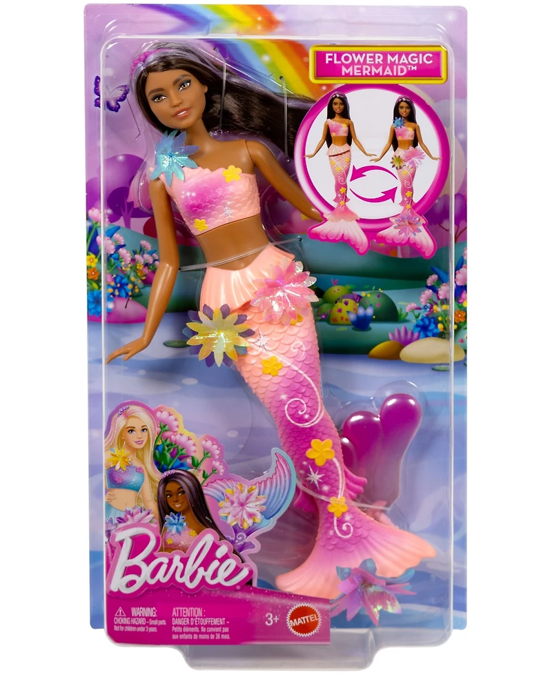 Barbie Flower Magic Mermaid Toy Doll with Surprise Blooming Flowers Feature and Headband Accessory