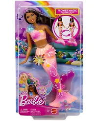Barbie Flower Magic Mermaid Toy Doll with Surprise Blooming Flowers Feature and Headband Accessory