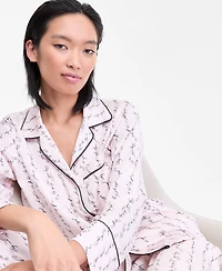 I.n.c. International Concepts Women's Printed Satin Long Pajama Set, Macy's Exclusive