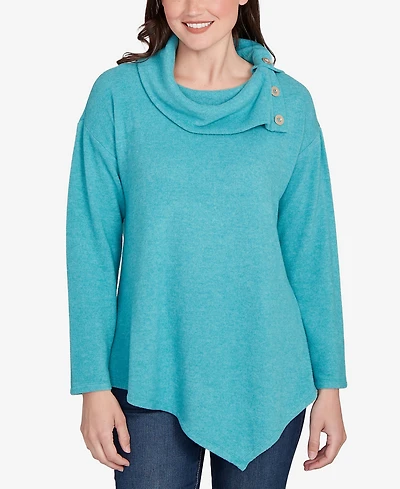 Ruby Rd. Petite Heather Cozy Knit Split Cowl Top