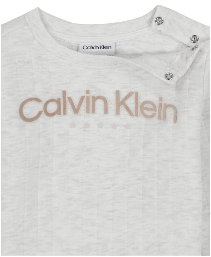 Calvin Klein Baby Boys 2-Piece Fleece Semi-Snap Sweatsuit and Joggers Set